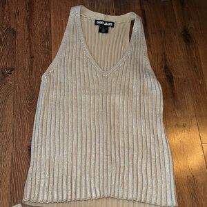 DKNY Jeans metallic ribbed knit tank top XL